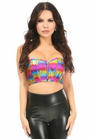 Lavish Rainbow Glitter Short Bustier Top - LV-741-S - Love it Curvy