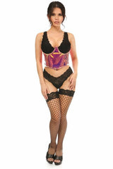 Lavish Rainbow Gold Holo Open Cup Underwire Waist Cincher - LV-1307-S - Love it Curvy