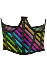 Lavish Rainbow Stripes Print Mesh Open Cup Waist Cincher - LV-1502-S - Love it Curvy