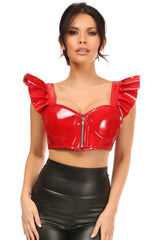 Lavish Red Patent Underwire Bustier Top w/Removable Ruffle Sleeves - LV-1213-S - Love it Curvy