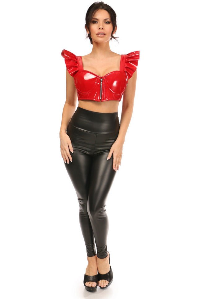 Lavish Red Patent Underwire Bustier Top w/Removable Ruffle Sleeves - LV-1213-S - Love it Curvy