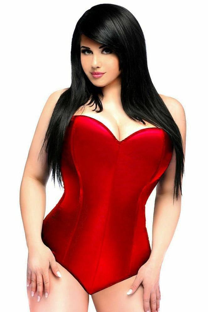 Lavish Red Satin Corset Romper - LV-401-S - Love it Curvy