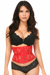 Lavish Red Sheer Lace Waist Cincher Corset - LV-539-S - Love it Curvy