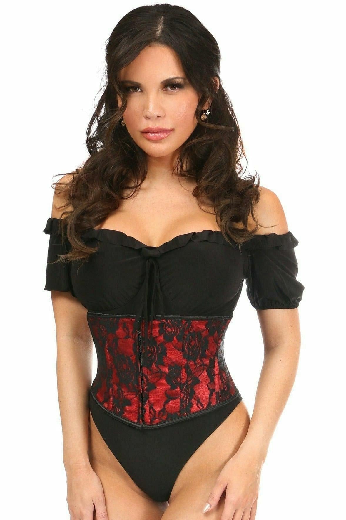 Lavish Red w/Black Lace Overlay Mini Cincher - LV-800-S - Love it Curvy