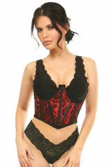 Lavish Red w/Black Lace Overlay Open Cup Waist Cincher - LV-1289-S - Love it Curvy