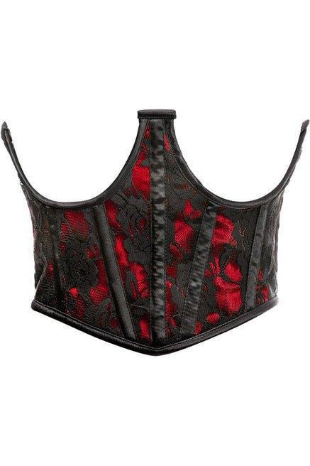 Lavish Red w/Black Lace Overlay Open Cup Waist Cincher - LV-1289-S - Love it Curvy