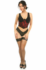 Lavish Red w/Black Lace Overlay Open Cup Waist Cincher - LV-1289-S - Love it Curvy