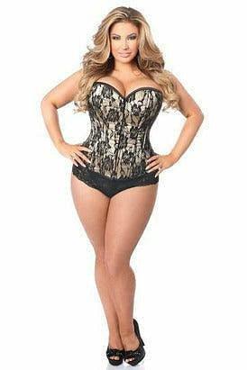 Lavish Tan Lace Front Zipper Corset - LV-113-S - Love it Curvy