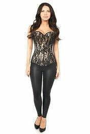 Lavish Tan Lace Front Zipper Corset - LV-113-S - Love it Curvy