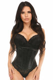 Lavish Wet Look Under Bust Corset Black w/Lace Overlay - LV-1187-S - Love it Curvy