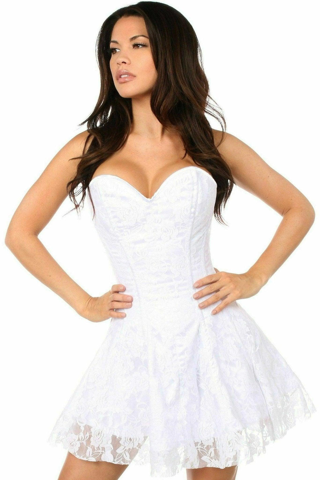 Lavish White Lace Corset Dress - Love it Curvy