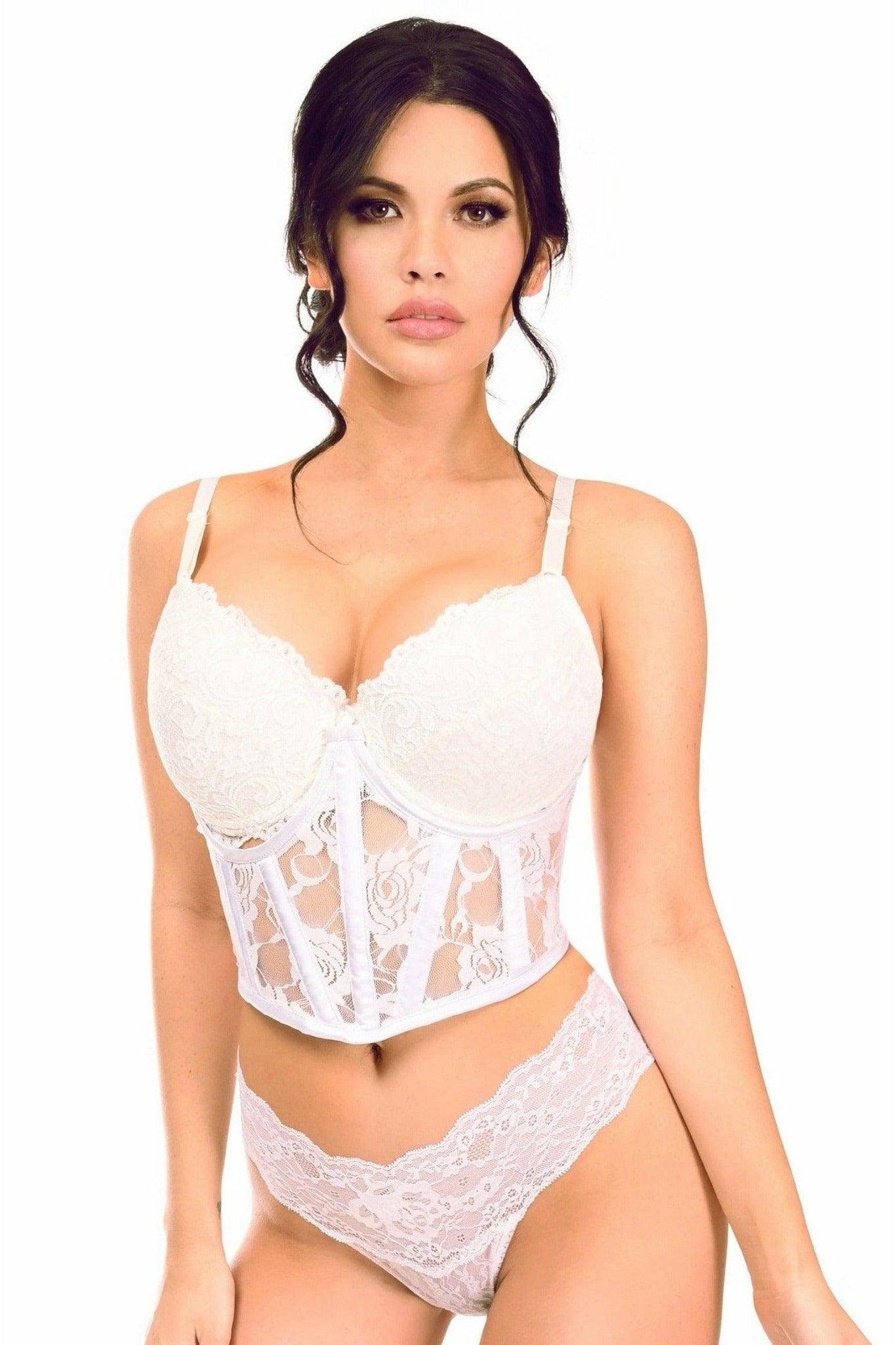 Lavish White Sheer Lace Underwire Waist Cincher Corset - LV-1402-S - Love it Curvy