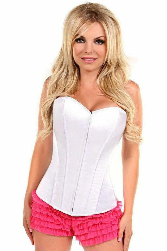 Lavish White Sweetheart Front Zipper Corset - Love it Curvy