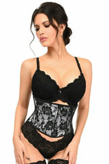 Lavish White w/Black Lace Overlay Mini Cincher - LV-802-S - Love it Curvy