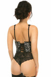 Lavish White w/Black Lace Overlay Open Cup Waist Cincher - LV-1285-S - Love it Curvy