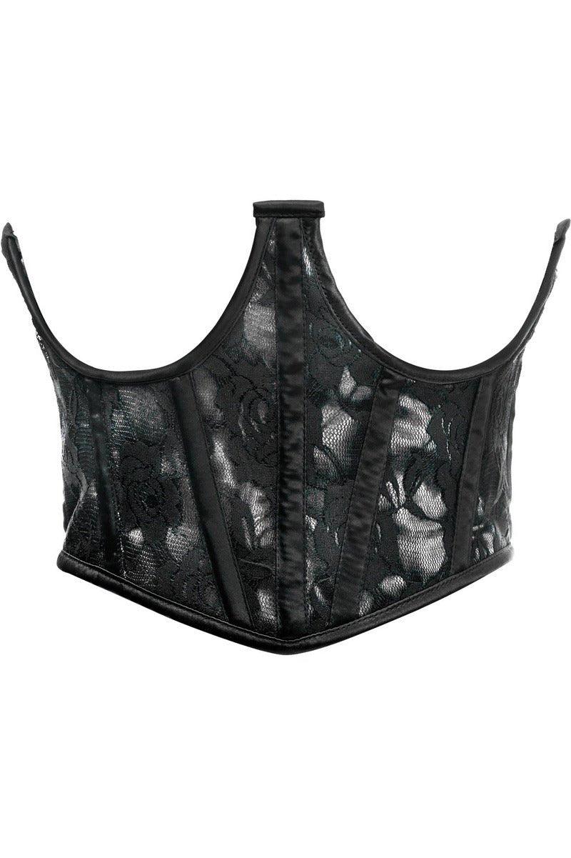 Lavish White with Black Lace Overlay Open Cup Waist Cincher | Love It Curvy Secondary image