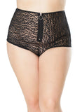 Leopard Print Mesh High Waist Silhouette Booty Shorts (21136) - 21136-BLK-OSXL - Love it Curvy