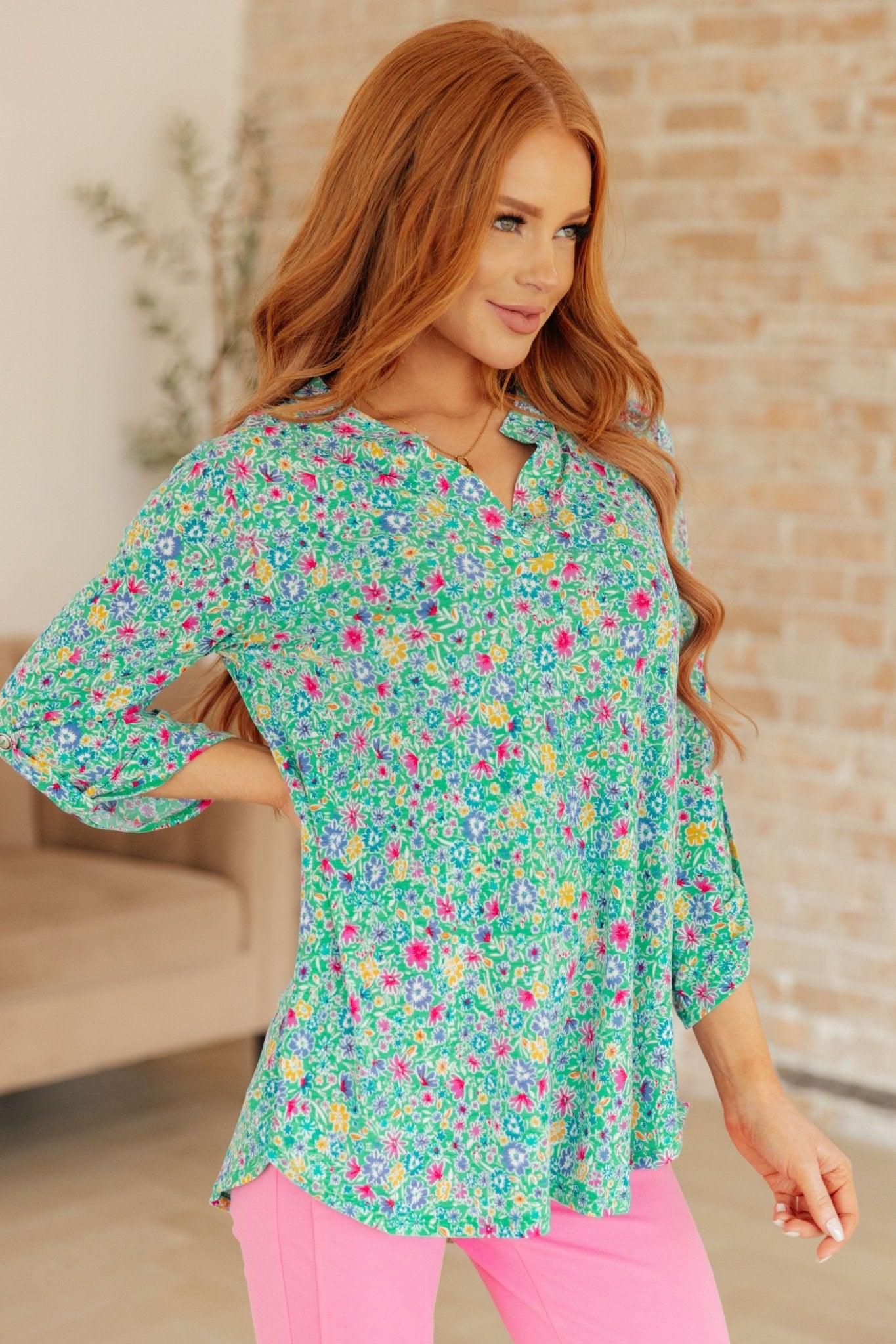 Lizzy Top in Emerald Floral - AS7916-01 - Love it Curvy