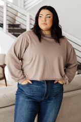 Lounge A Lot Cut Off Sweatshirt in Mocha - AS6993-01 - Love it Curvy