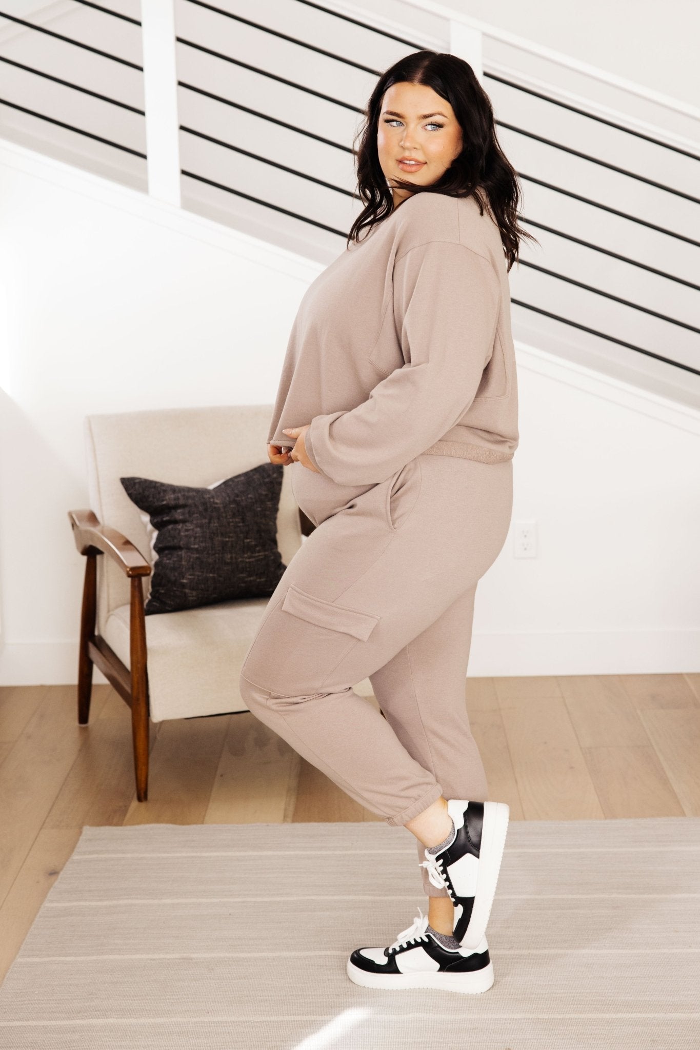 Lounge A Lot Cut Off Sweatshirt in Mocha - AS6993-01 - Love it Curvy