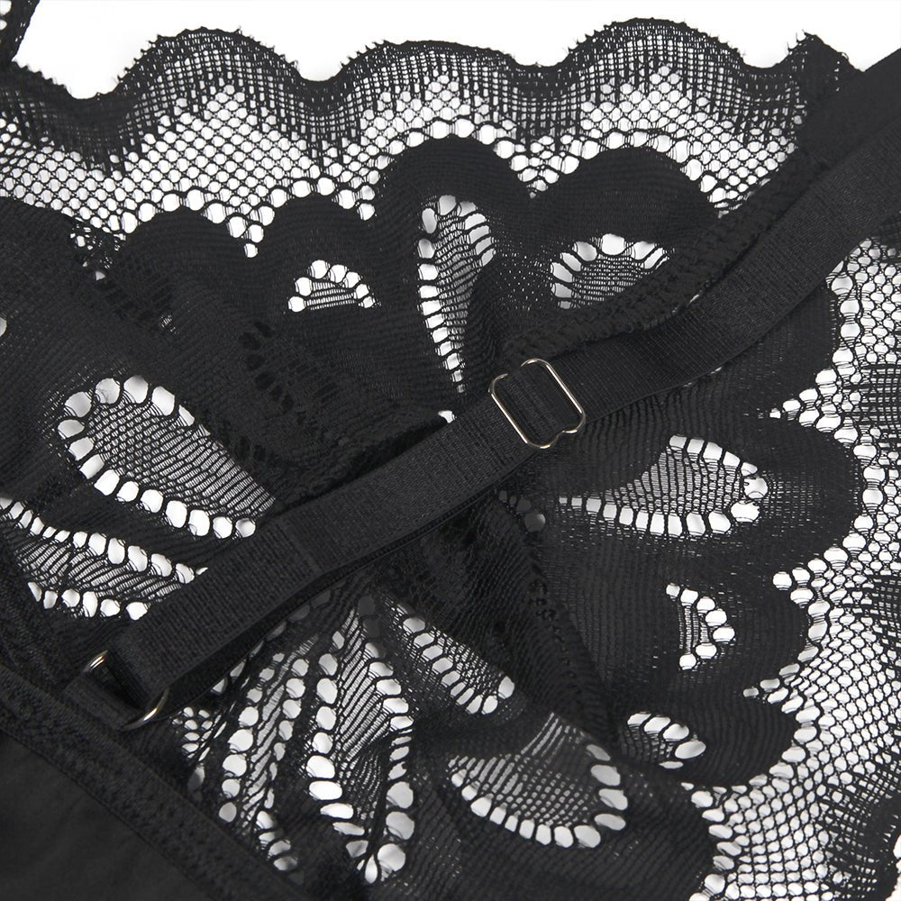 Love It Curvy: Black Lace Floral Back Closure with Hook and Eye Sexy Babydoll - Love it Curvy