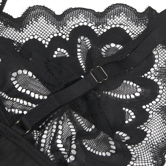Love It Curvy: Black Lace Floral Back Closure with Hook and Eye Sexy Babydoll - Love it Curvy