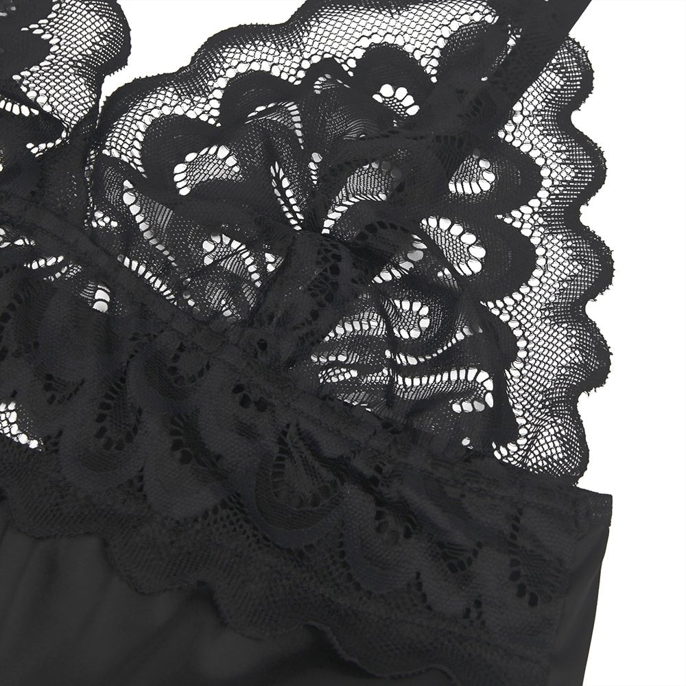 Love It Curvy: Black Lace Floral Back Closure with Hook and Eye Sexy Babydoll - Love it Curvy