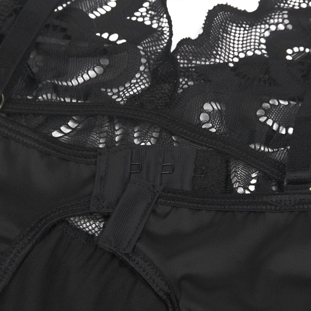 Love It Curvy: Black Lace Floral Back Closure with Hook and Eye Sexy Babydoll - Love it Curvy