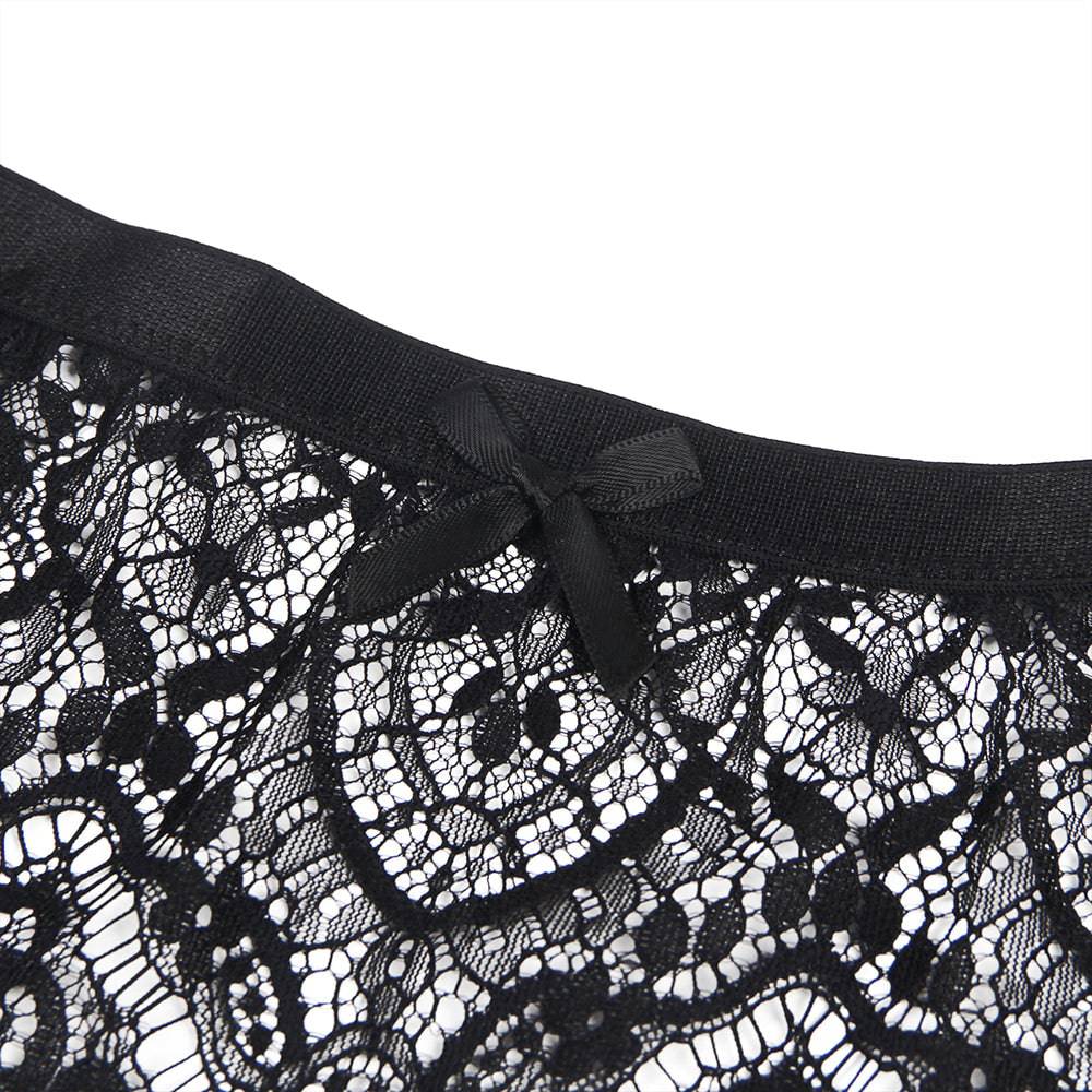 Love It Curvy: Eyelash Lace High Waist Metal Button Garter Belt Panty - P5206-2-XL - Love it Curvy