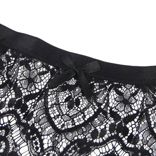 Love It Curvy: Eyelash Lace High Waist Metal Button Garter Belt Panty - Love it Curvy