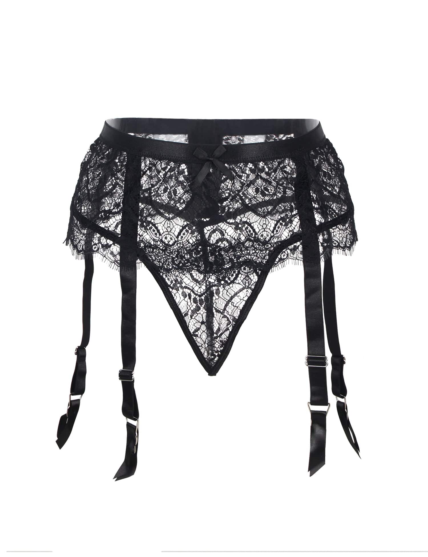 Love It Curvy: Eyelash Lace High Waist Metal Button Garter Belt Panty - P5206-2-XL - Love it Curvy