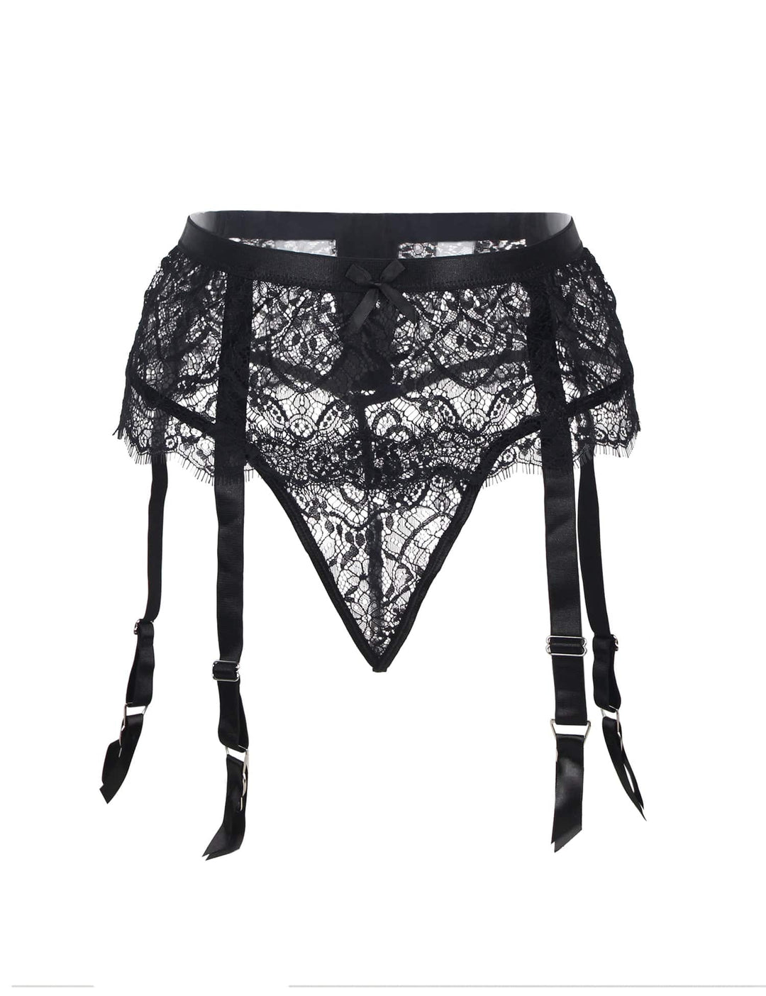 Love It Curvy: Eyelash Lace High Waist Metal Button Garter Belt Panty - Love it Curvy