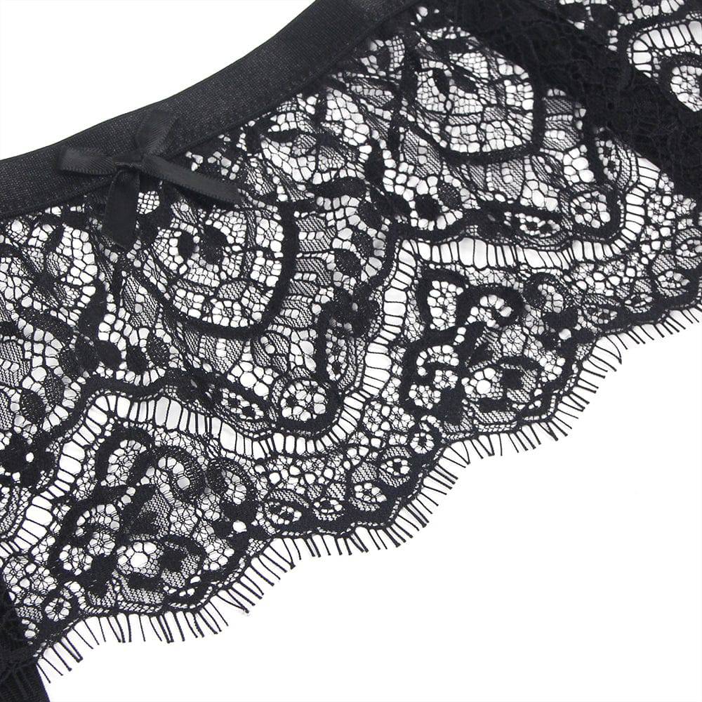 Love It Curvy: Eyelash Lace High Waist Metal Button Garter Belt Panty - P5206-2-XL - Love it Curvy