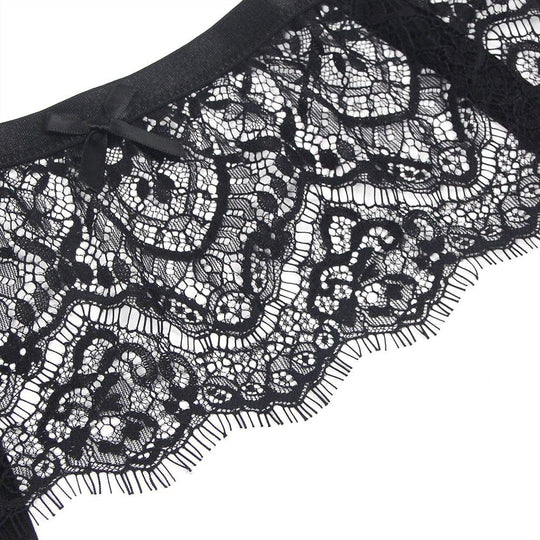 Love It Curvy: Eyelash Lace High Waist Metal Button Garter Belt Panty - Love it Curvy