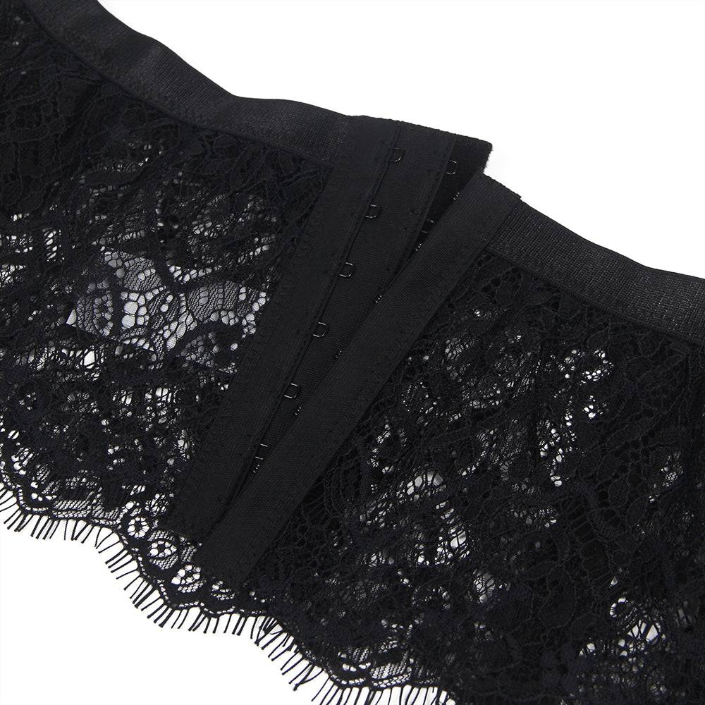 Love It Curvy: Eyelash Lace High Waist Metal Button Garter Belt Panty - P5206-2-XL - Love it Curvy
