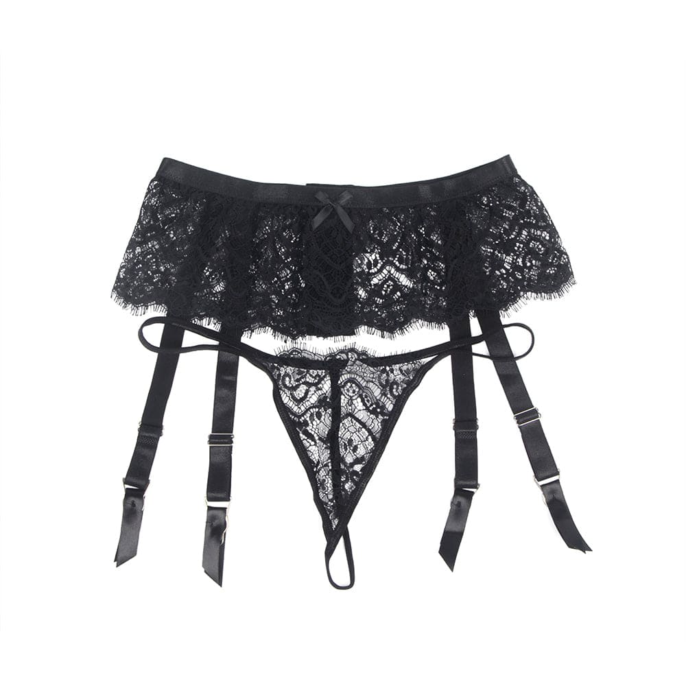 Love It Curvy: Eyelash Lace High Waist Metal Button Garter Belt Panty - P5206-2-XL - Love it Curvy