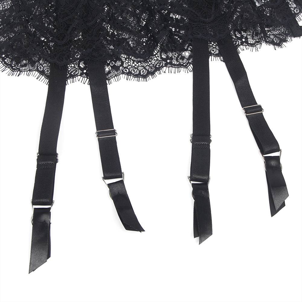 Love It Curvy: Eyelash Lace High Waist Metal Button Garter Belt Panty - P5206-2-XL - Love it Curvy