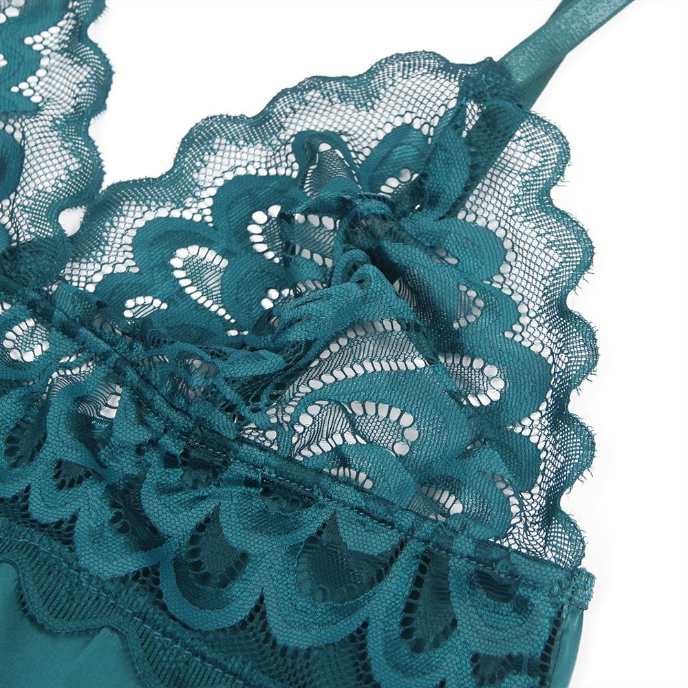 Love It Curvy: Green Lace Floral Back Closure with Hook and Eye Sexy Babydoll - Love it Curvy