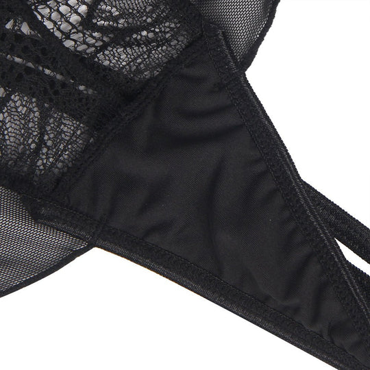 Love It Curvy: Mesh Halter Backless Floral Patterns Teddy Lingerie Red/Black - Love it Curvy