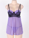 Plus Size Underwire Babydoll Lingerie Set in teal - Love It Curvy