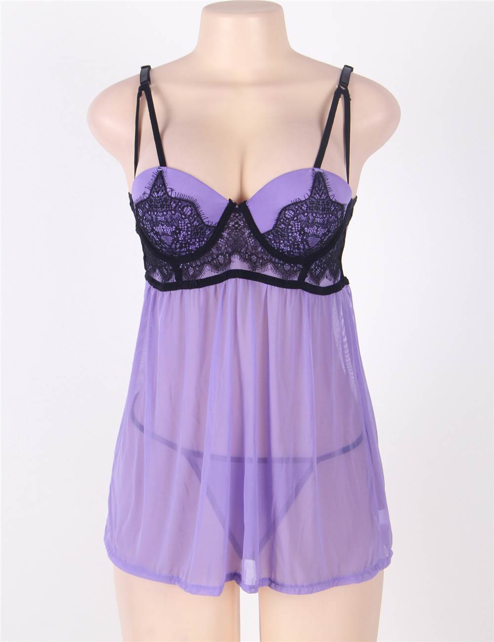 Plus Size Underwire Babydoll Lingerie Set in teal - Love It Curvy