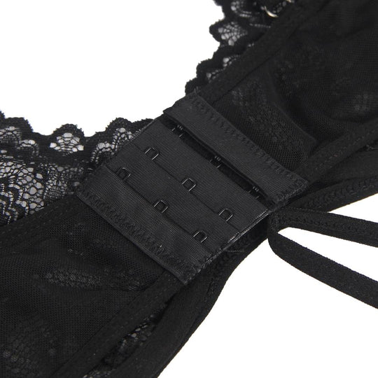 Love It Curvy: Plus Size Black Delicate Flowers Lace Teddy With Underwire - Love it Curvy