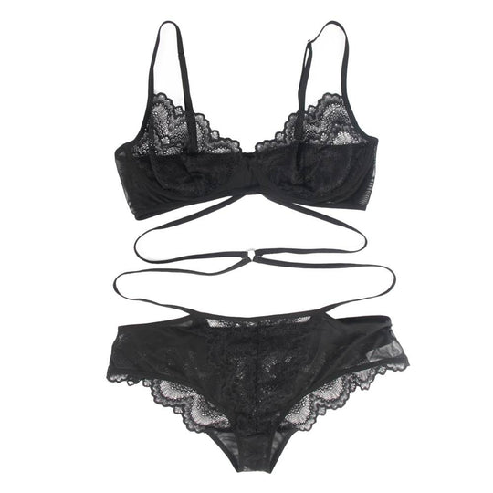 Love It Curvy: Plus Size Black Delicate Flowers Lace Teddy With Underwire - Love it Curvy