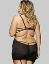 Love It Curvy: Plus Size Black Lace Lingerie Halter Slips With Thong - Love it Curvy