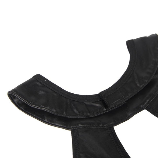 Love It Curvy: Plus Size Black Sexy Halter Leather Lace Stitching Gartered Lingerie - Love it Curvy