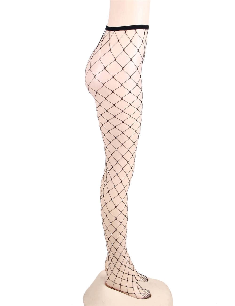 Love It Curvy: Plus Size Fashion Black Sparkle Fishnet Pantyhose - H3240-1P - Love it Curvy