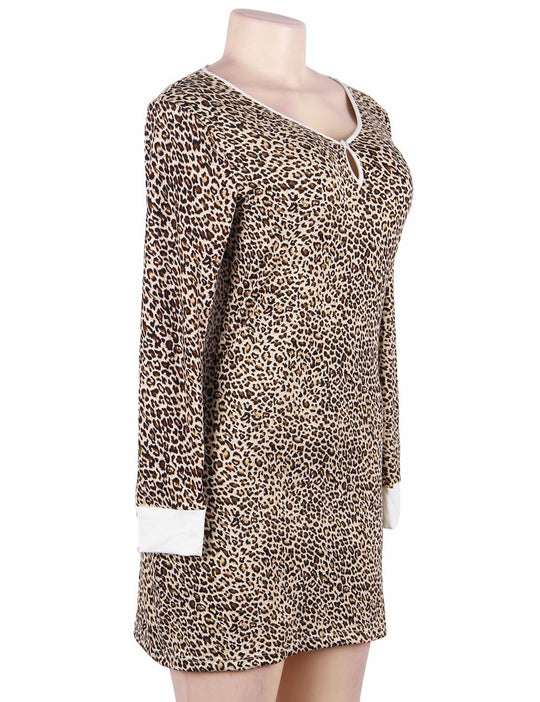 Love It Curvy: Plus Size High Quality Long Sleeve Sexy Leopard Print Pajama - Love it Curvy