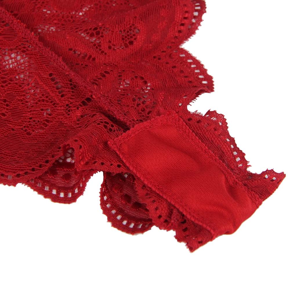 Love It Curvy: Plus Size High Waist Dark Red Full Lace Bra Panty Underwear - R80760-5P - Love it Curvy