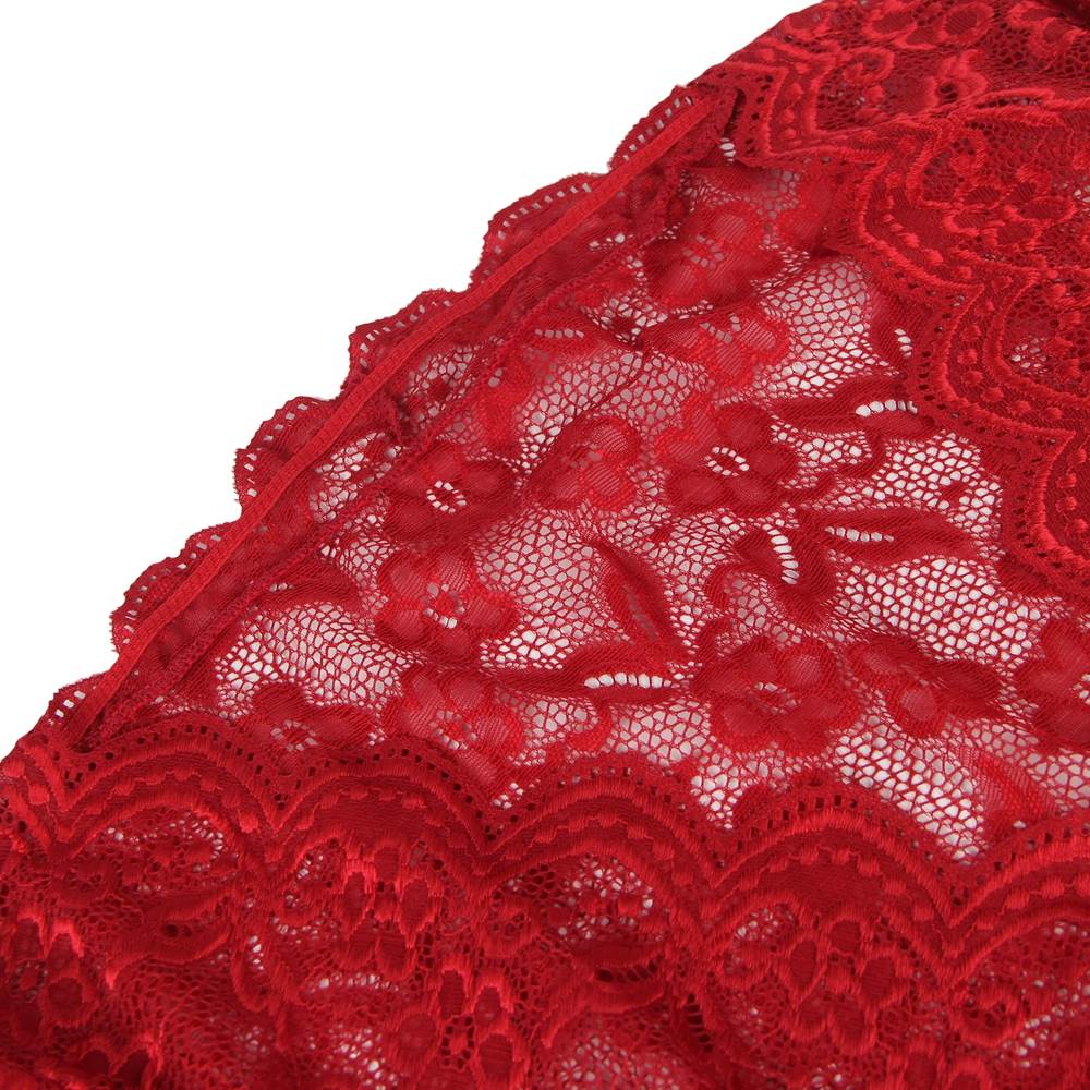 Love It Curvy: Plus Size High Waist Dark Red Full Lace Bra Panty Underwear - R80760-5P - Love it Curvy