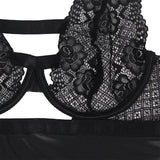Love It Curvy: Plus Size Leather Lace Nightwear Sexy Sheer Dress For Women Backless - Love it Curvy